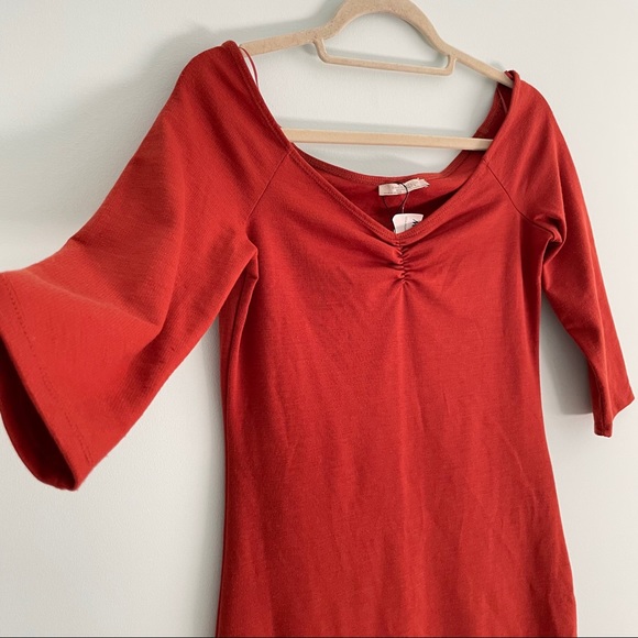 Fitted Jersey Knit Dress with Gathered Neck and Half Sleeve NWT by Zara Trafaluc - Picture 2 of 5